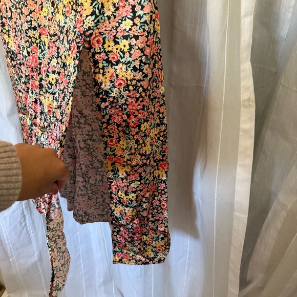 Topshop Satin Floral Sweetheart Midi Dress Black Multi US 10 - Picture 5 of 11